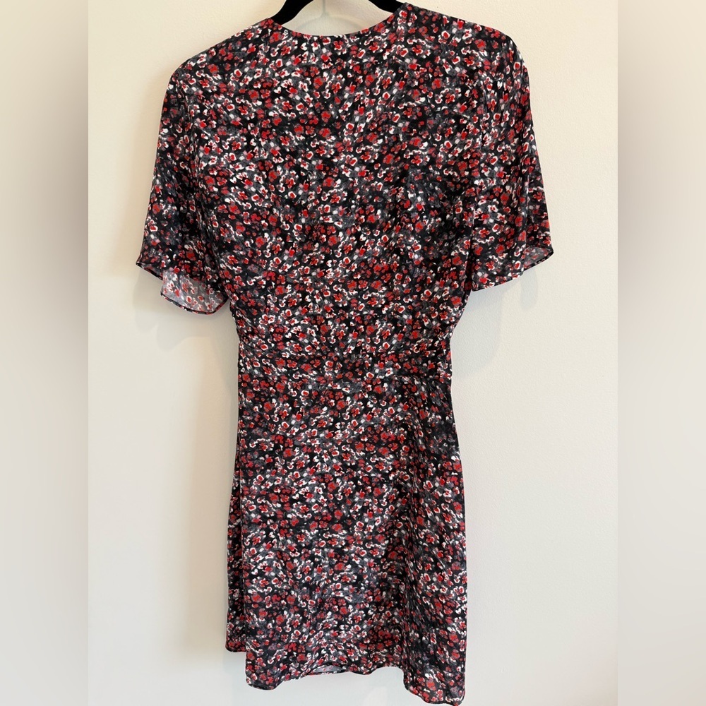 The Kooples Floral Wrap Dress Black Red White Viscose NWT Size 3 Medium Large - Picture 6 of 6